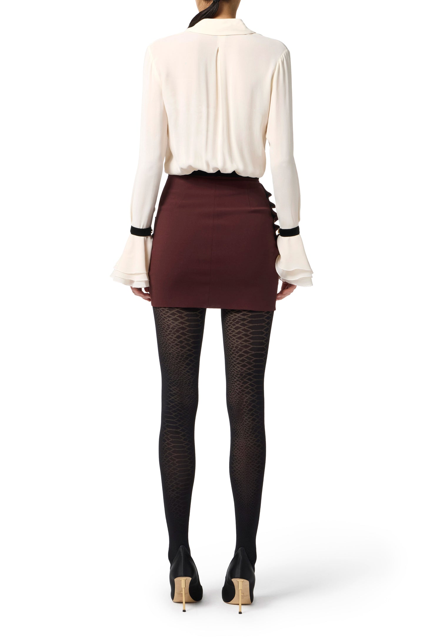 Skirt in lightweight crêpe fabric with jewel buttons