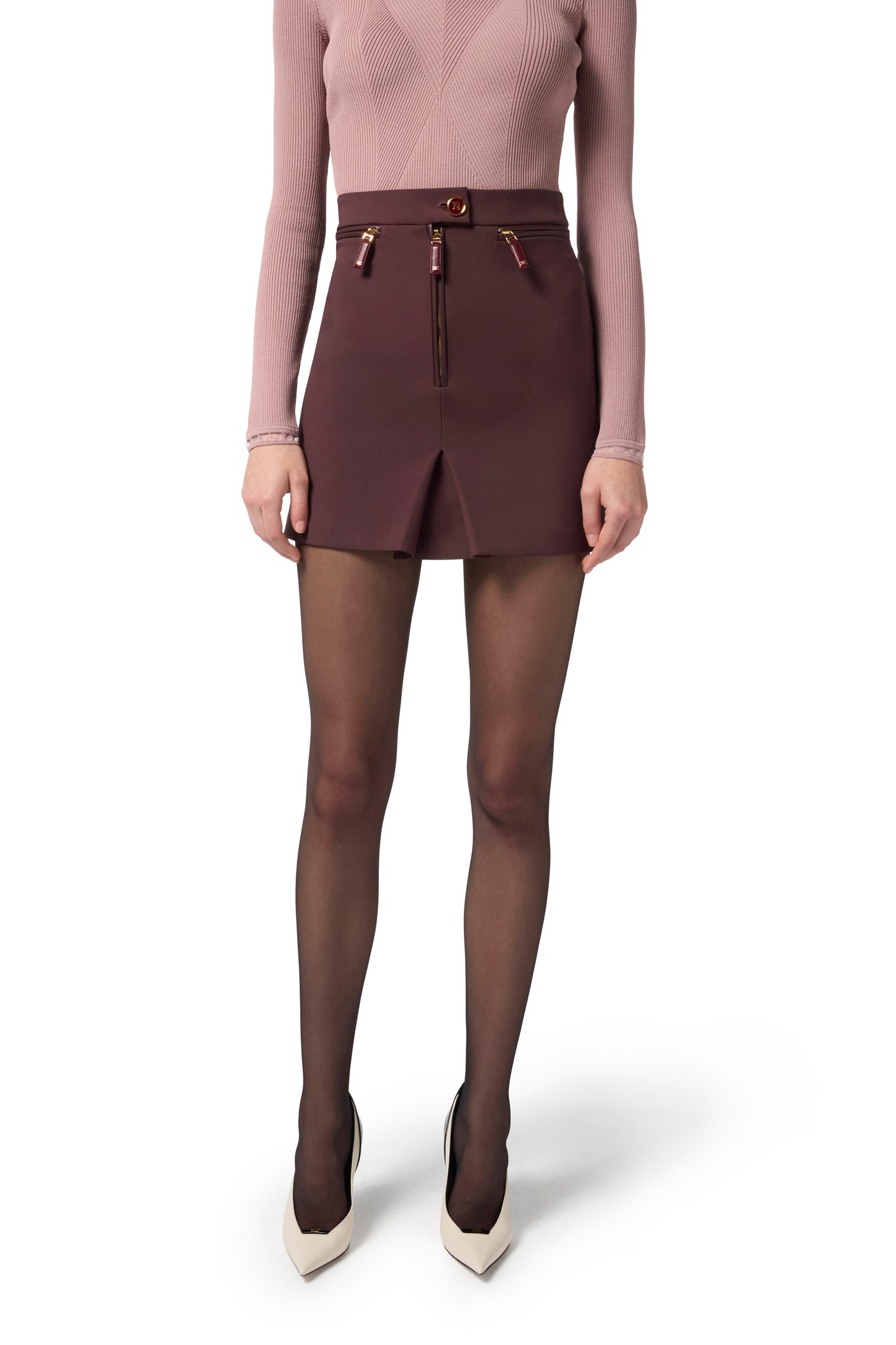 Skirt in double layer crêpe with zip