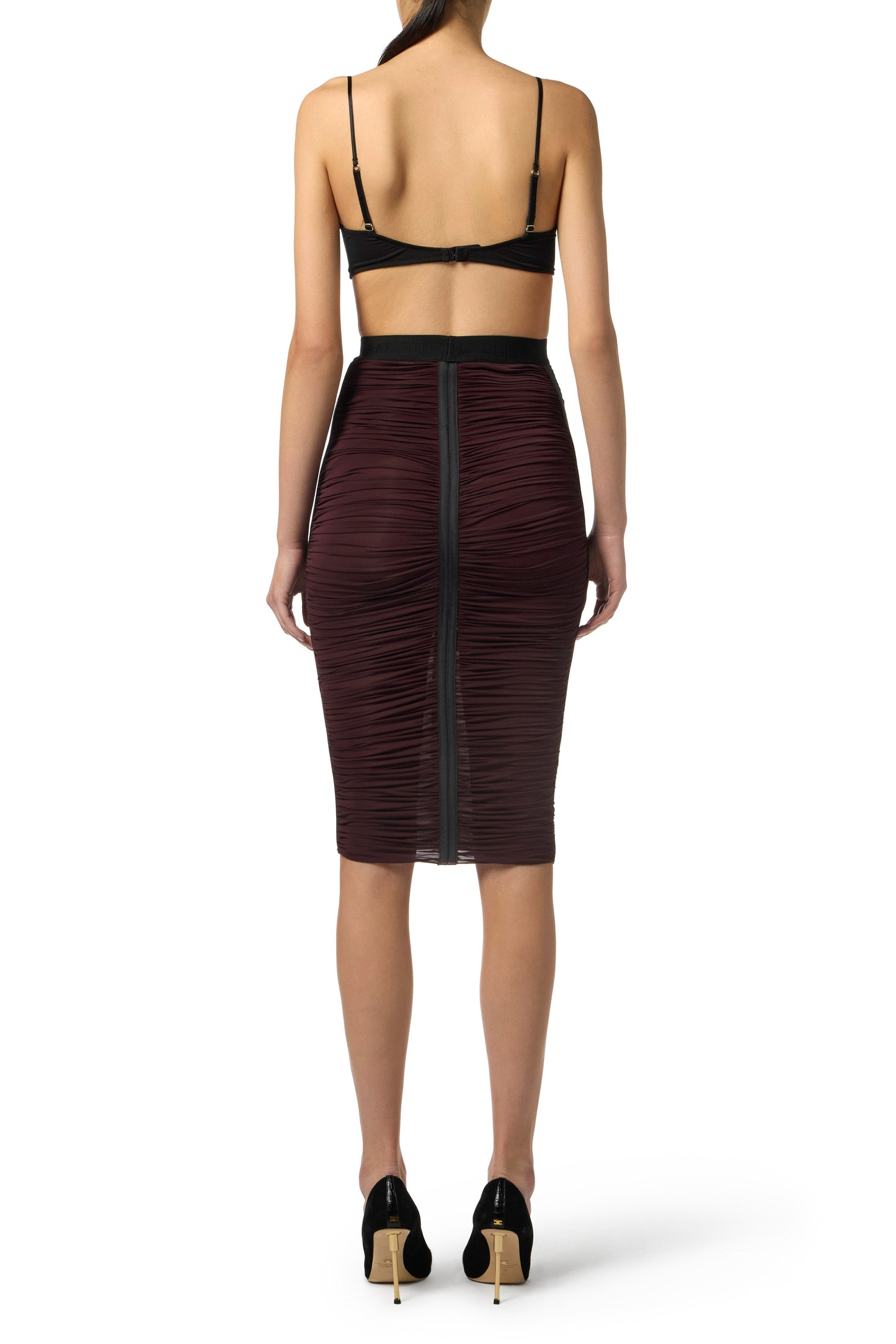 Lightweight jersey skirt with draping