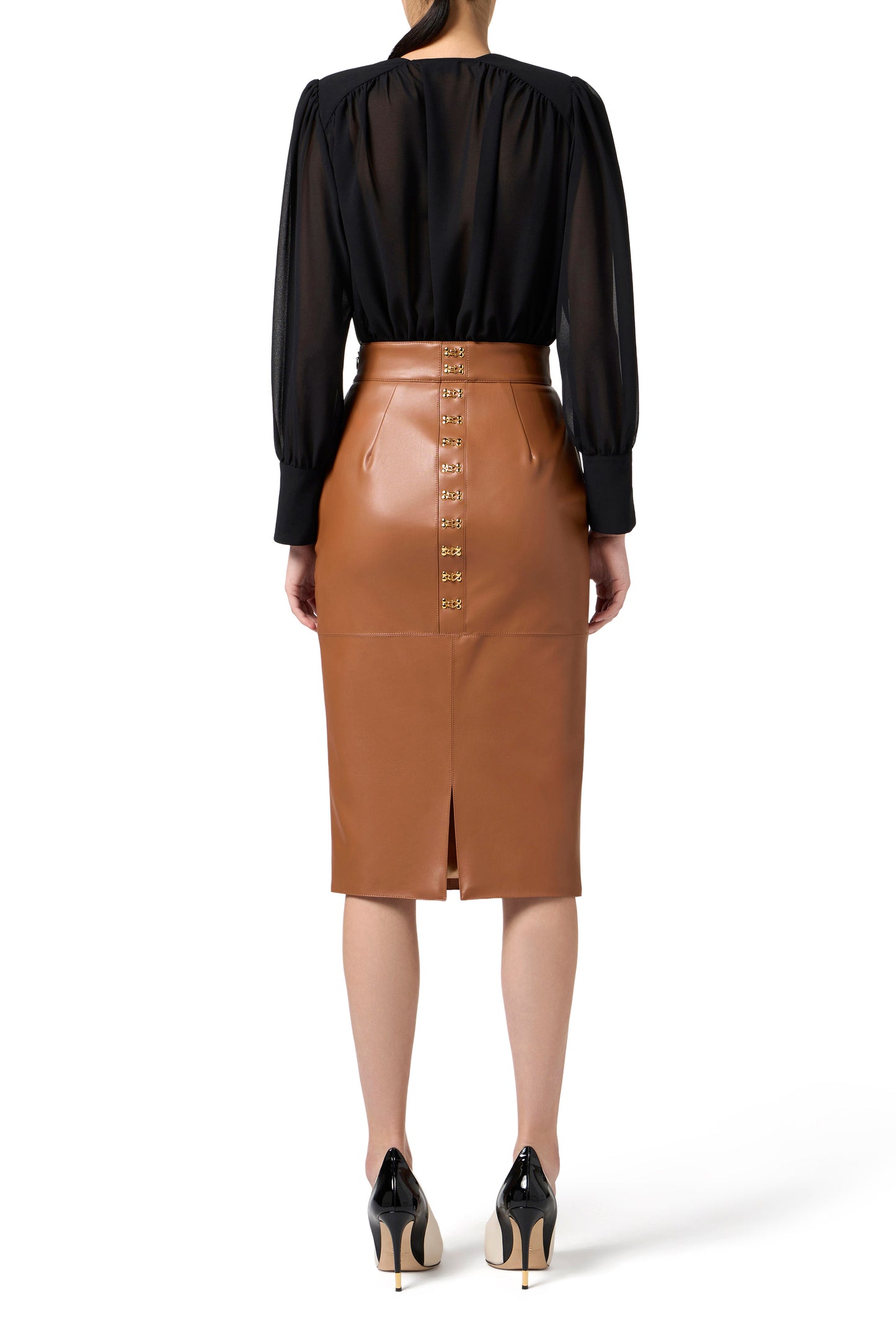 Pencil skirt with jewel clasps