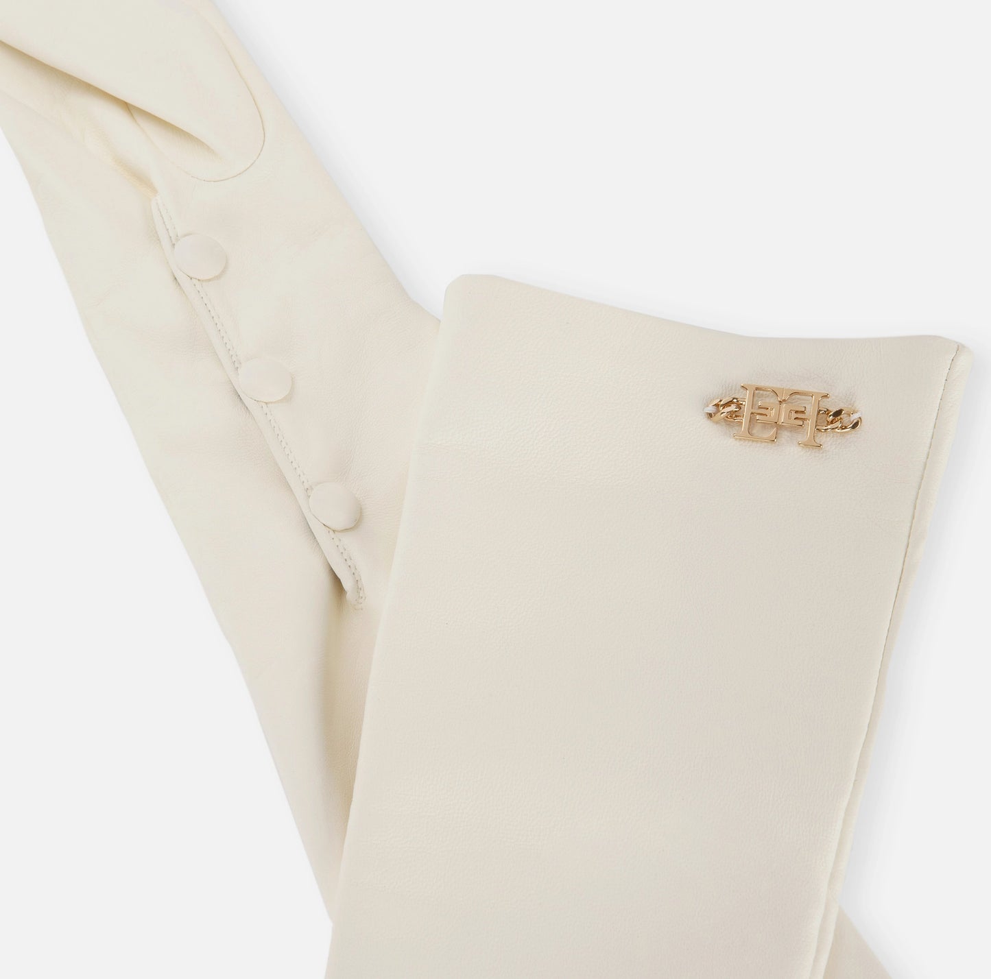 Leather long glove with small buttons