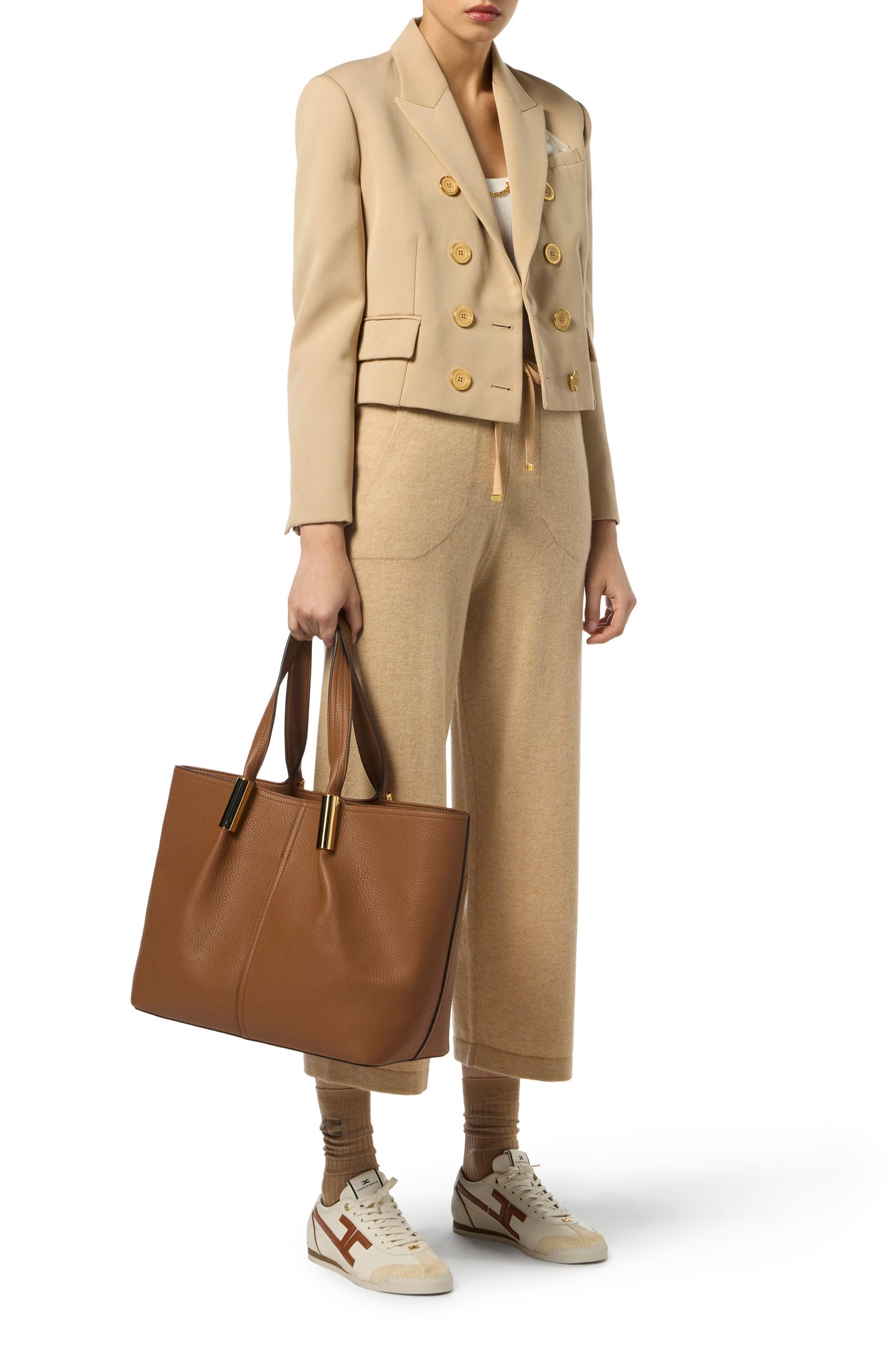 Cashmere blend trousers with drawstring