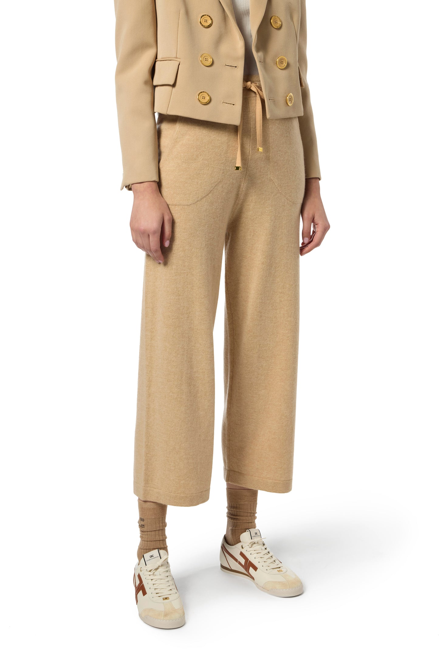 Cashmere blend trousers with drawstring