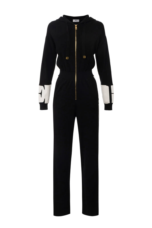 Jumpsuit in viscose fabric with shiny bands