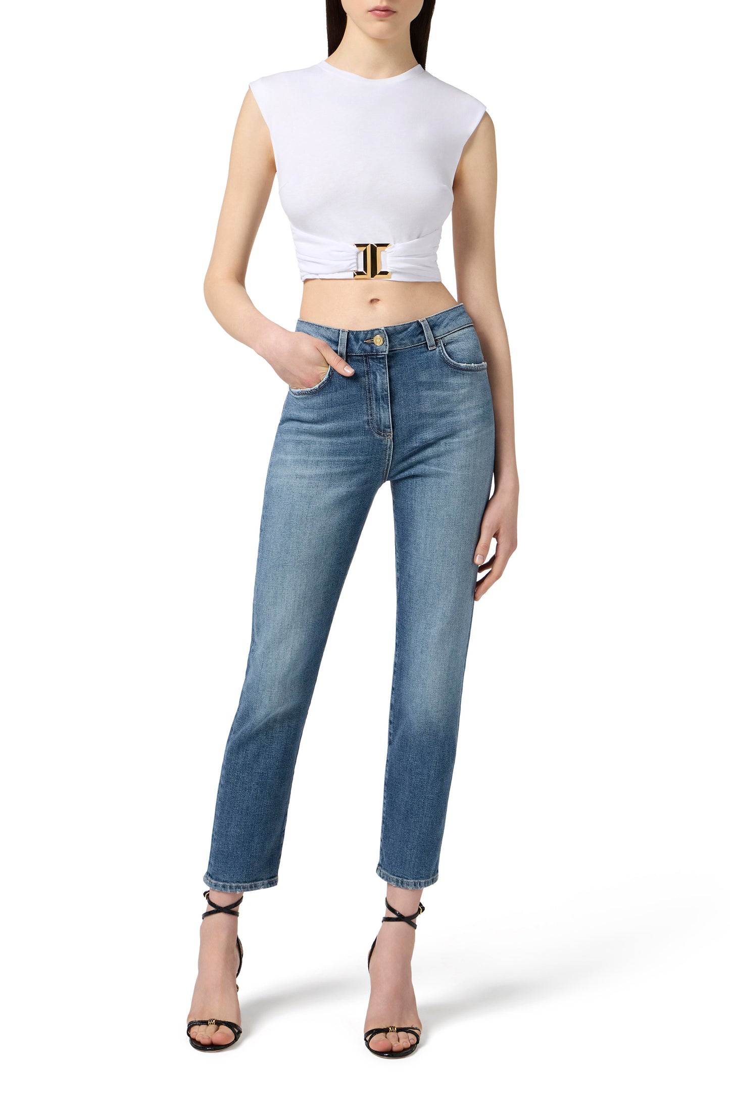 Cotton jersey T-shirt with jewel logo