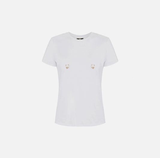 Jersey t-shirt with piercing