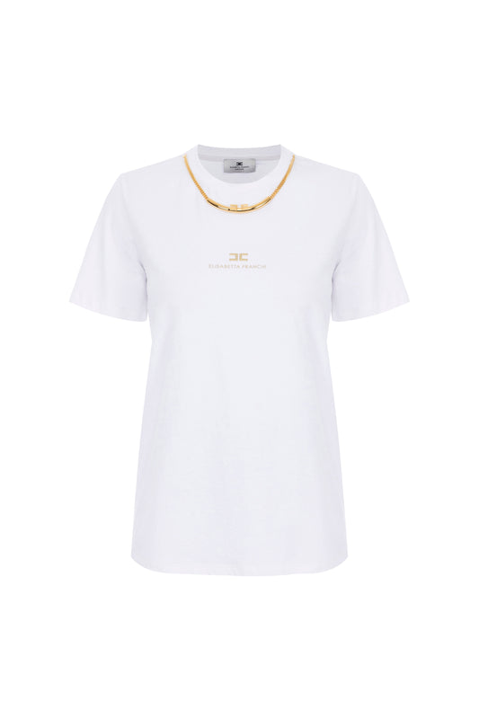 Cotton jersey T-shirt with necklace