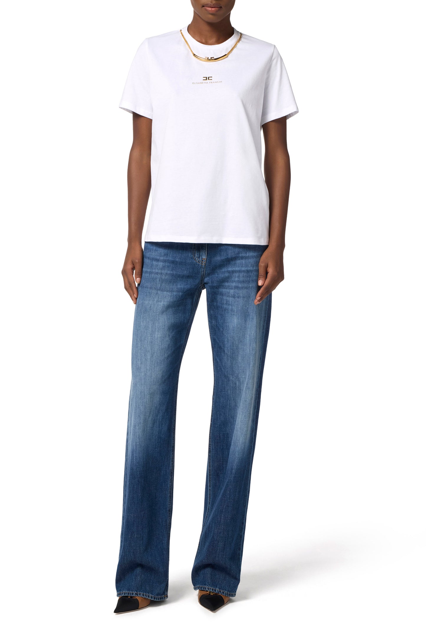 Cotton jersey T-shirt with necklace