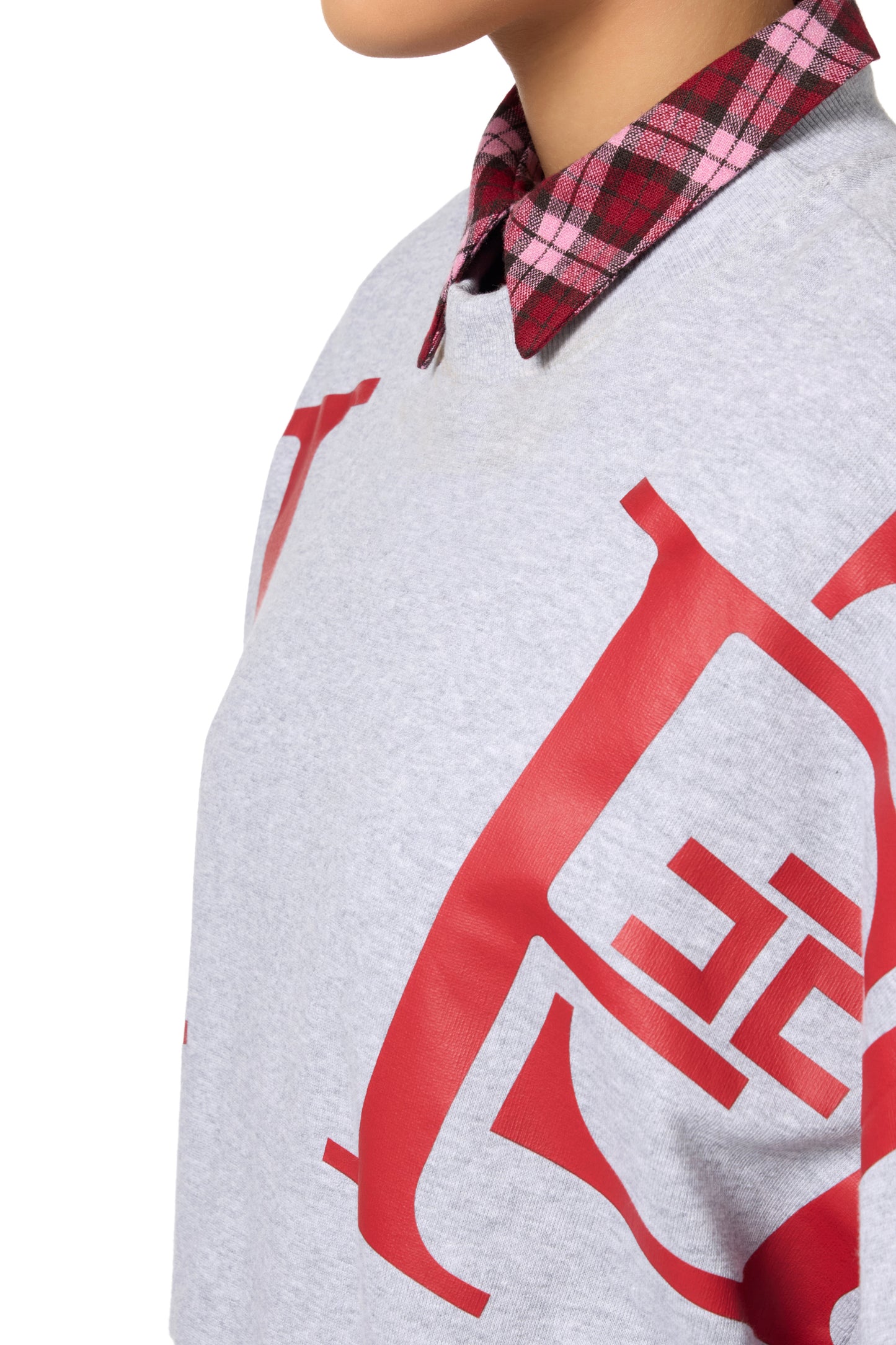 Cotton cropped sweatshirt with maxi logo