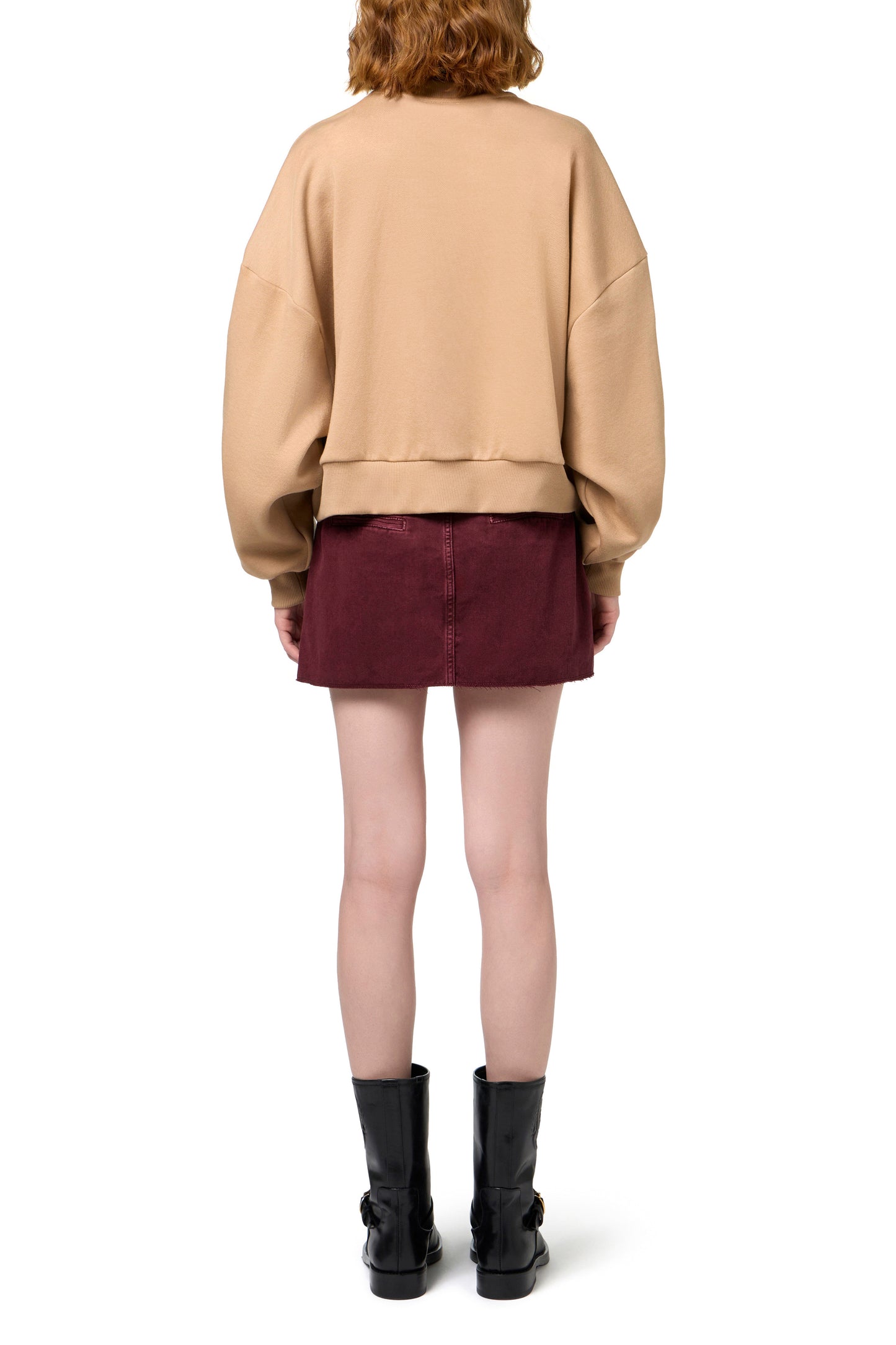 Cotton cropped sweatshirt with college logo