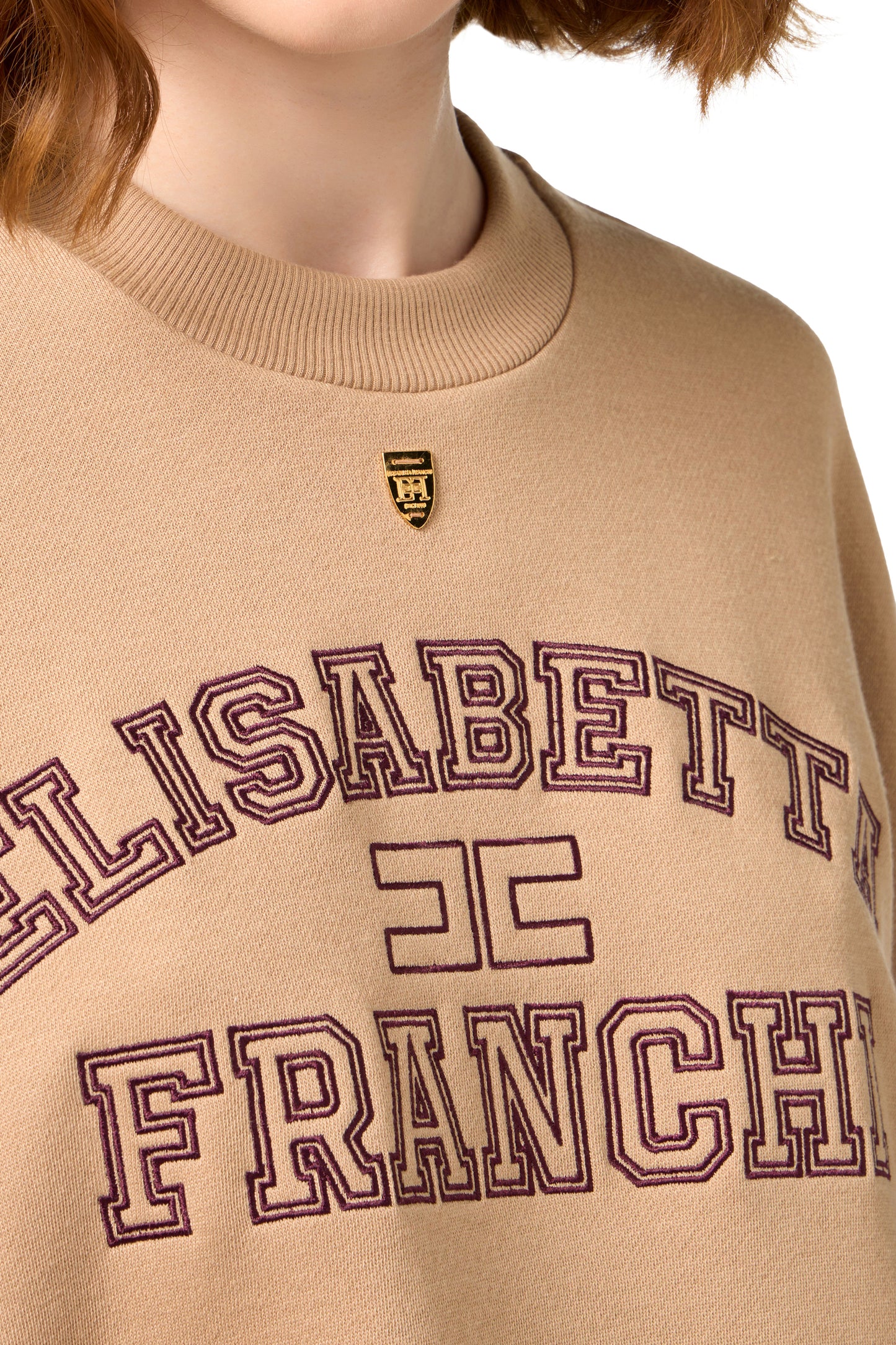 Cotton cropped sweatshirt with college logo