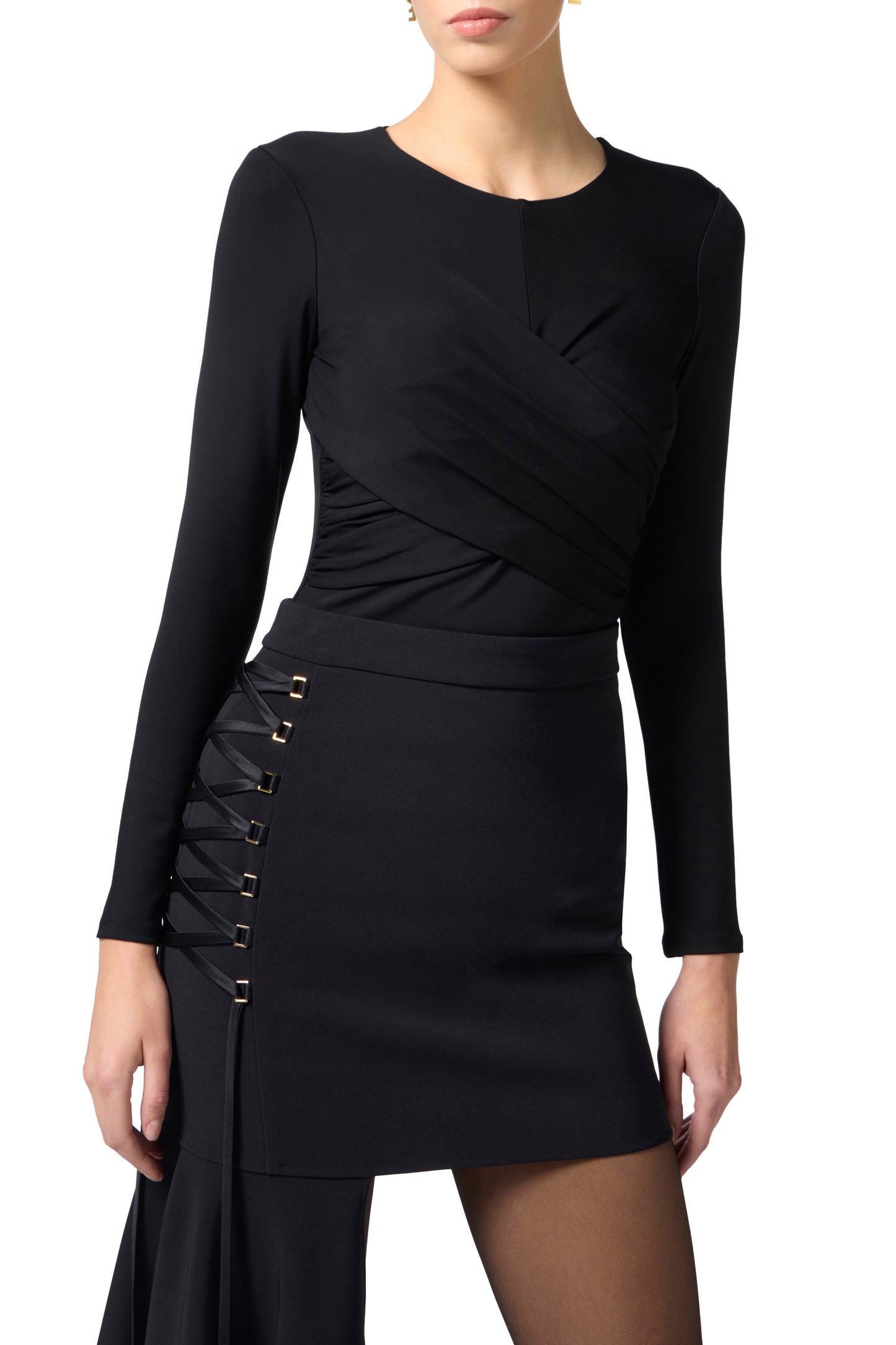 Crêpe jersey top with drape