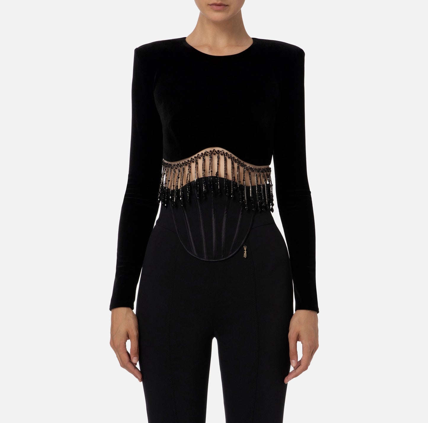 Velvet crop top with beads