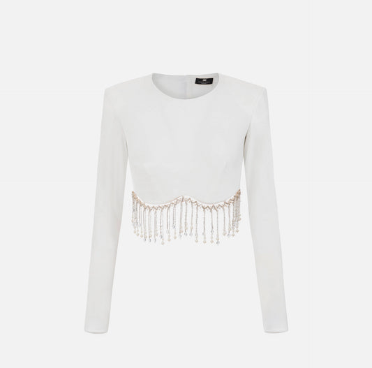 Velvet crop top with beads