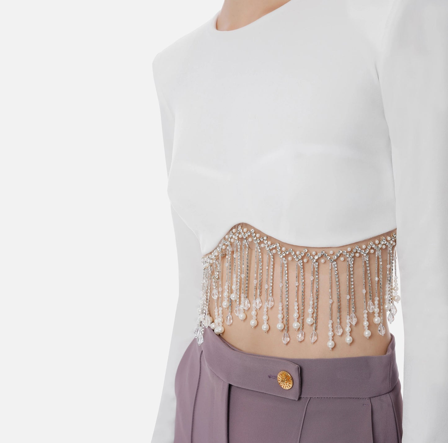 Velvet crop top with beads