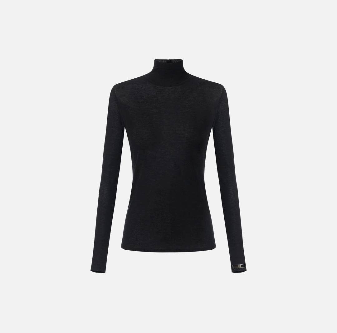 Jersey top with lingerie-inspired stitching