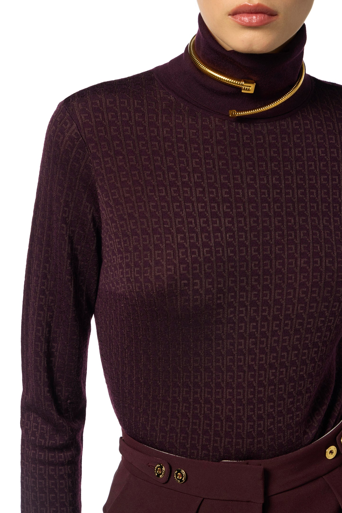 Wool jumper with jacquard micro-logo