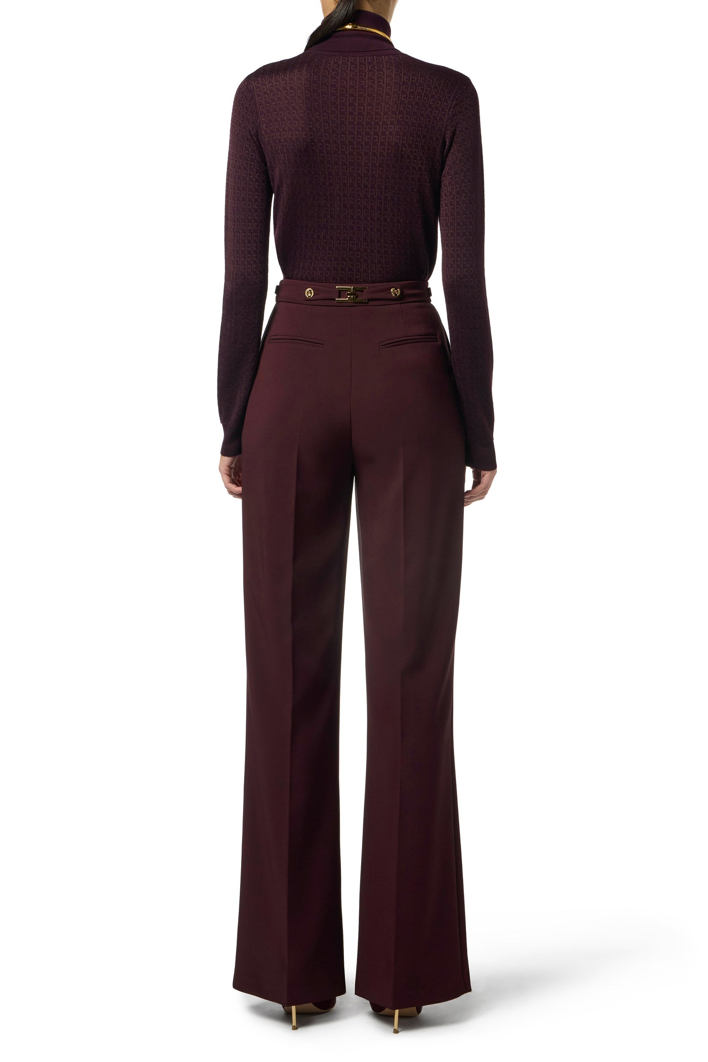 Wool jumper with jacquard micro-logo