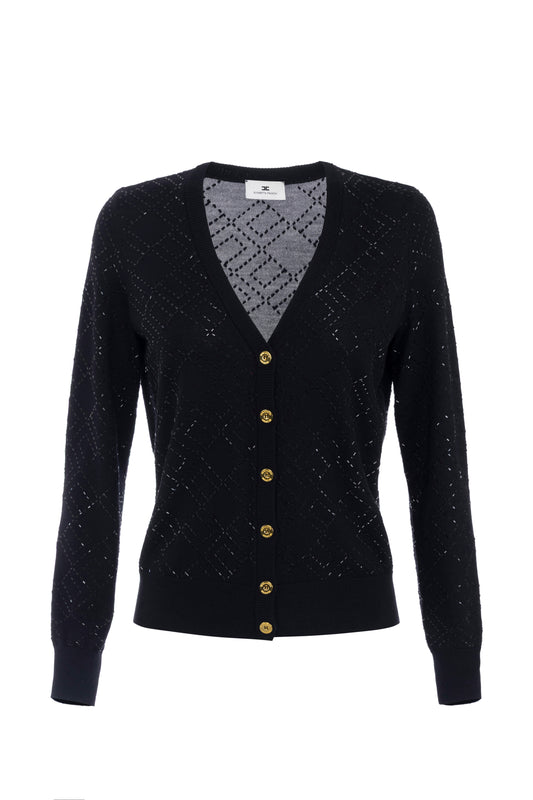 Wool cardigan with crystals