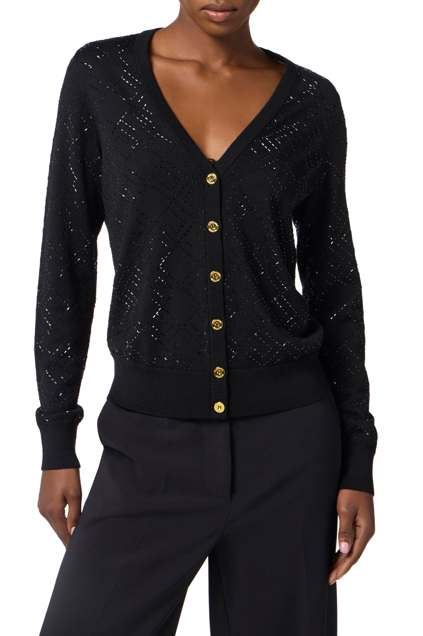 Wool cardigan with crystals