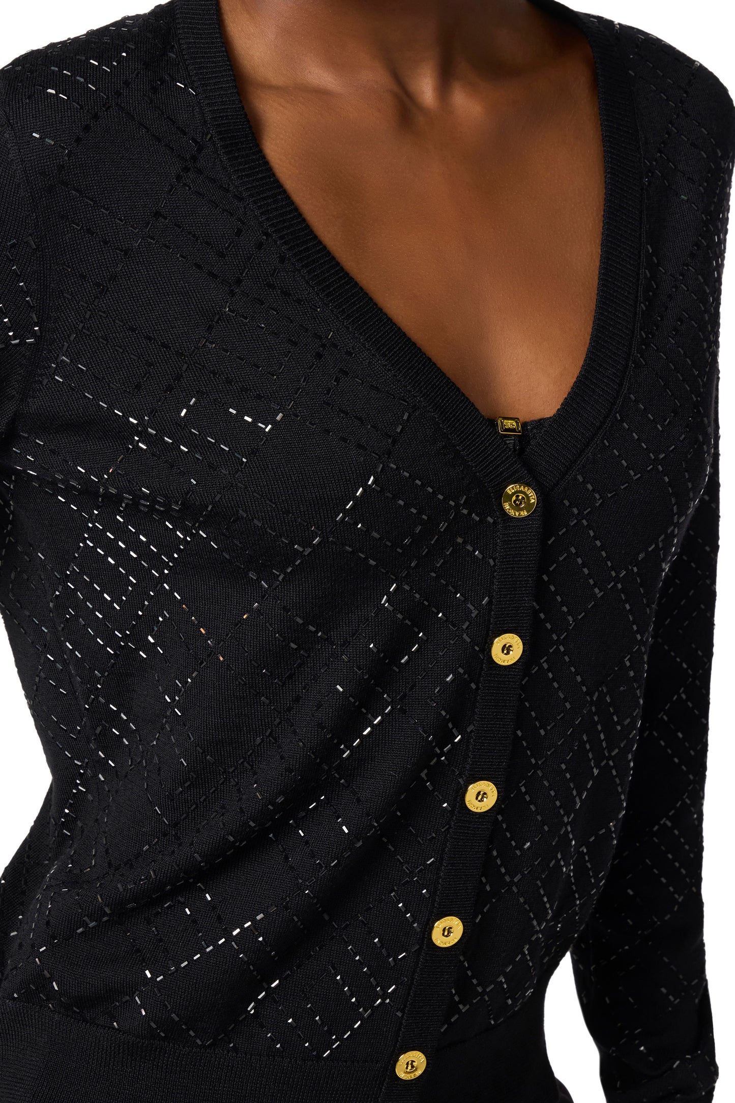Wool cardigan with crystals