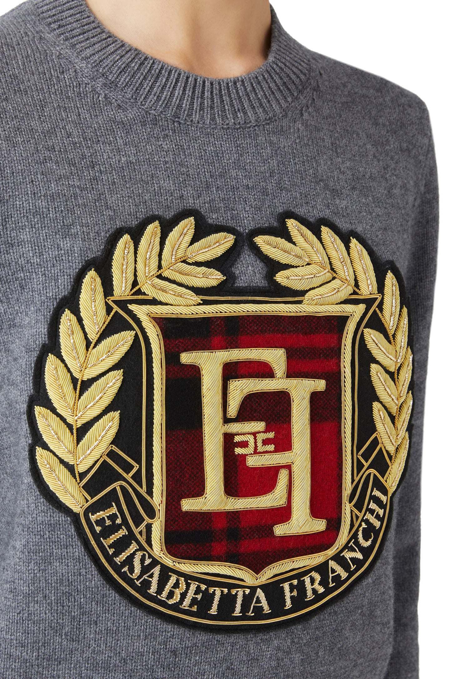 Wool pullover with maxi patch