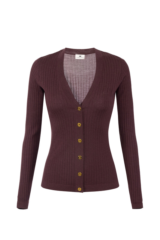 Cashmere blend ribbed cardigan