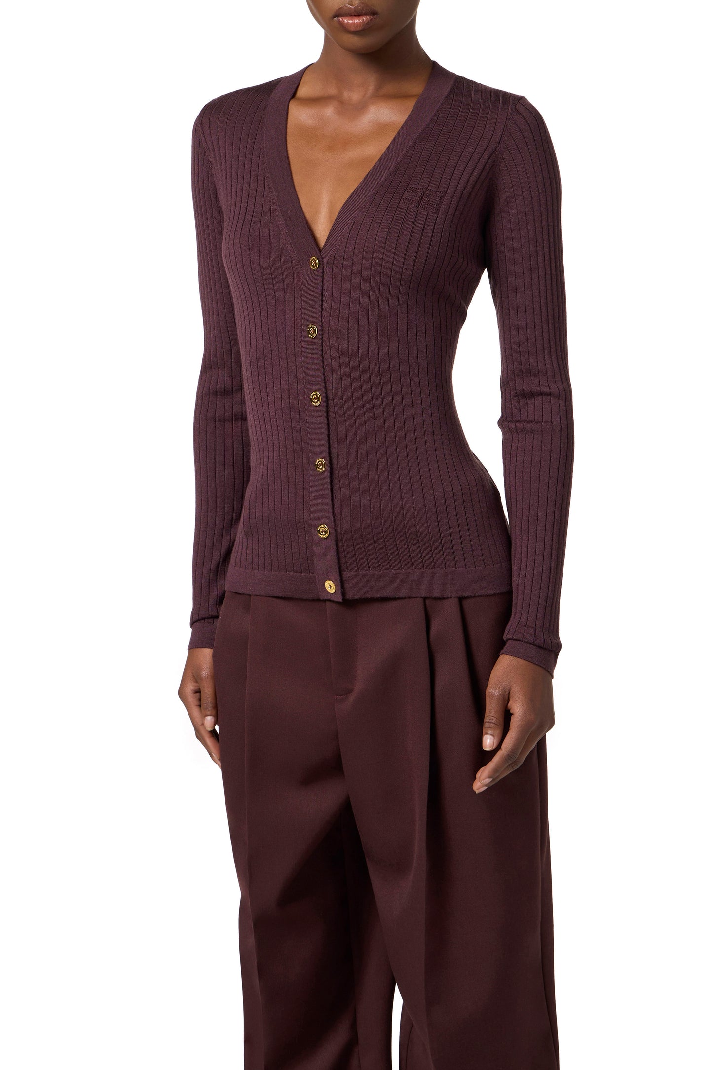 Cashmere blend ribbed cardigan