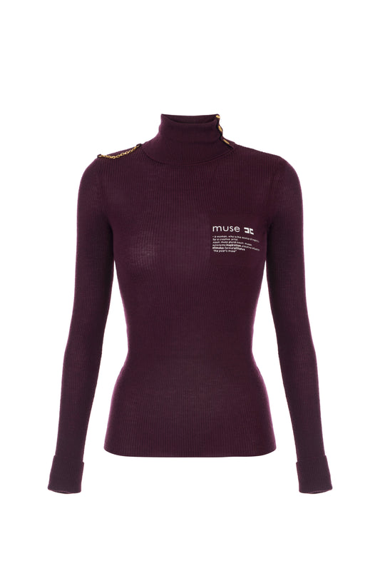 Turtleneck top with lettering detail