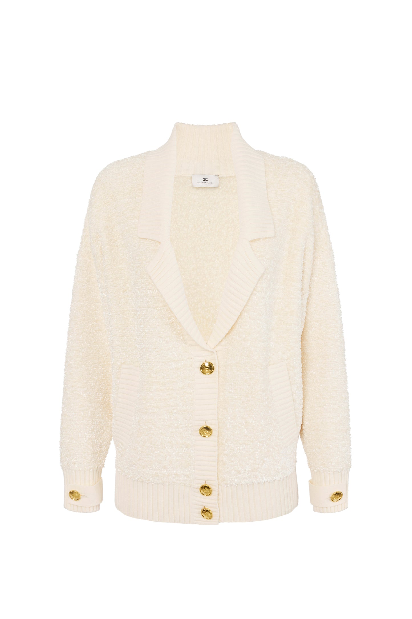 Bouclé chenille cardigan with jewel buttons