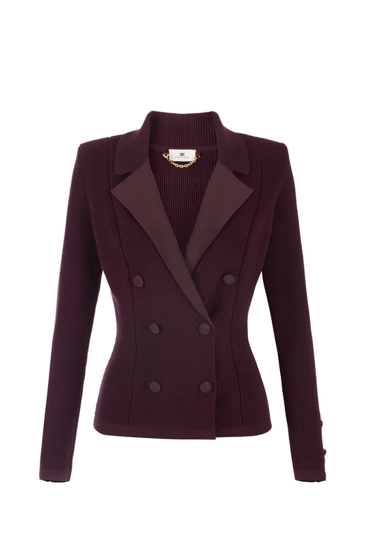 Knit jacket with shiny viscose details