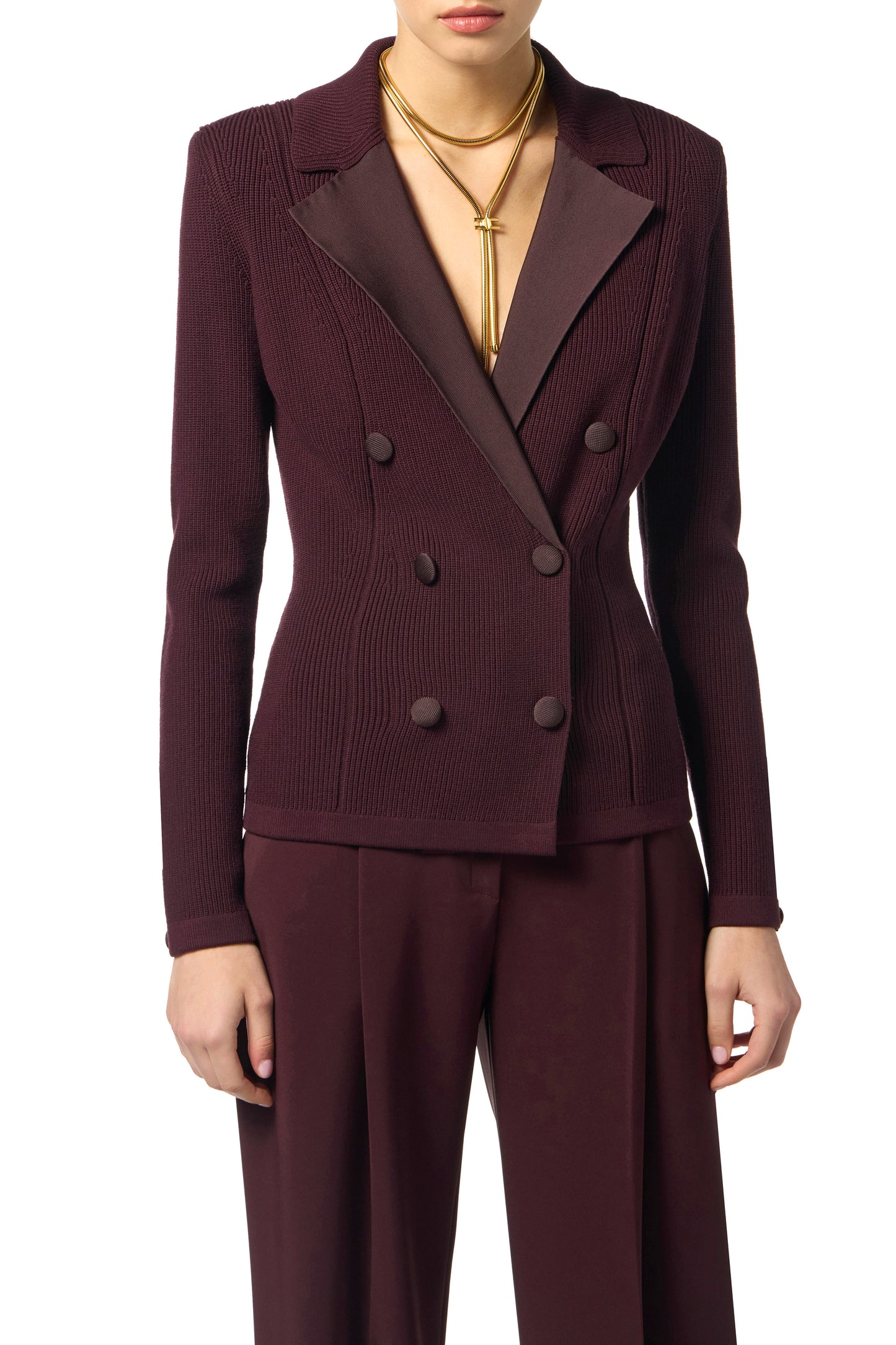 Knit jacket with shiny viscose details