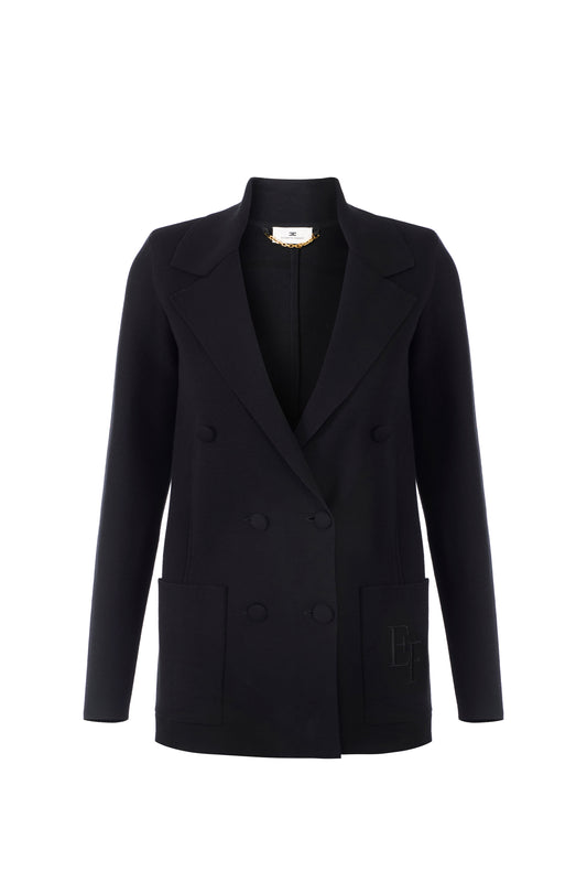 Knit jacket with embroidery