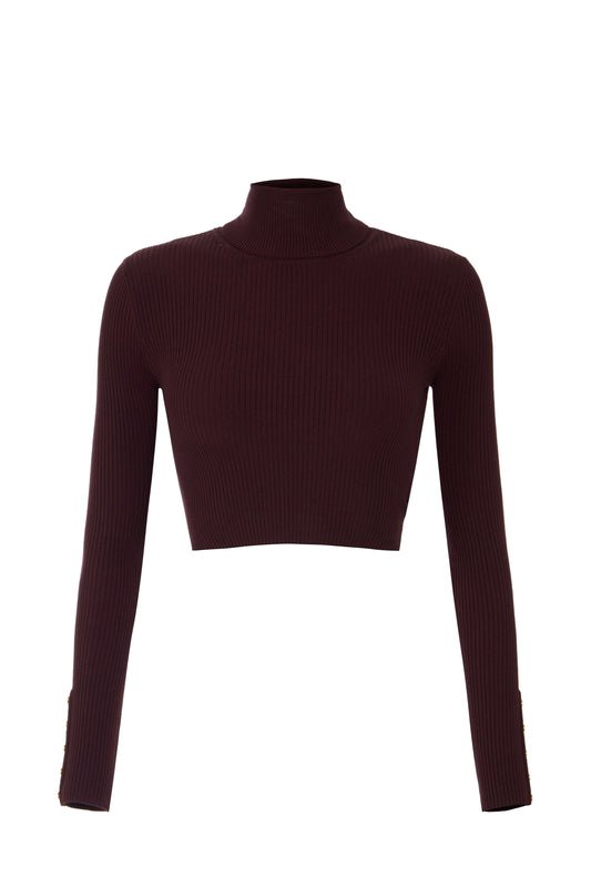 Top in ribbed knit fabric with buttons
