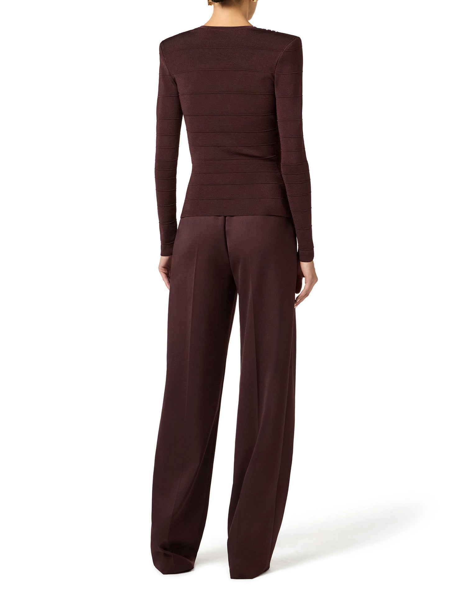 Knit fabric top with striped bands