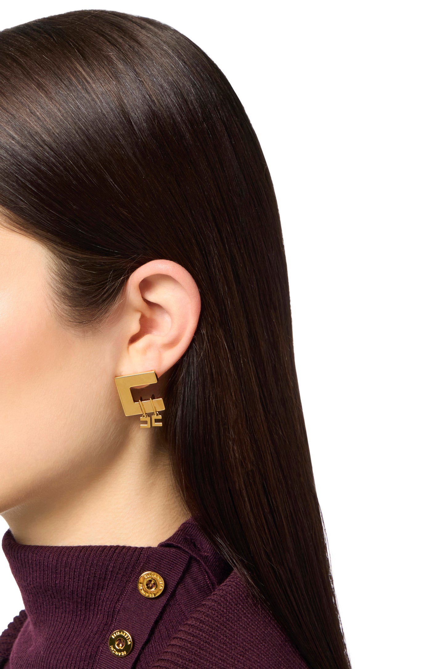 Earrings with double logo charms
