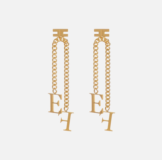 Pendant chain earrings with logo