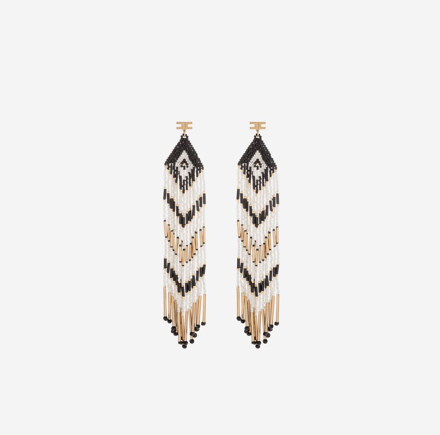 Extra-long beaded pendant earring