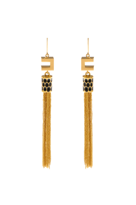 Earrings with snake detail and tassels