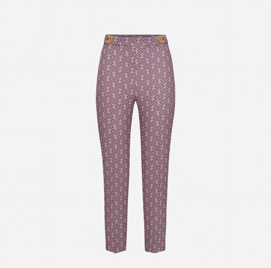 Straight fit trousers in crêpe fabric with logo print