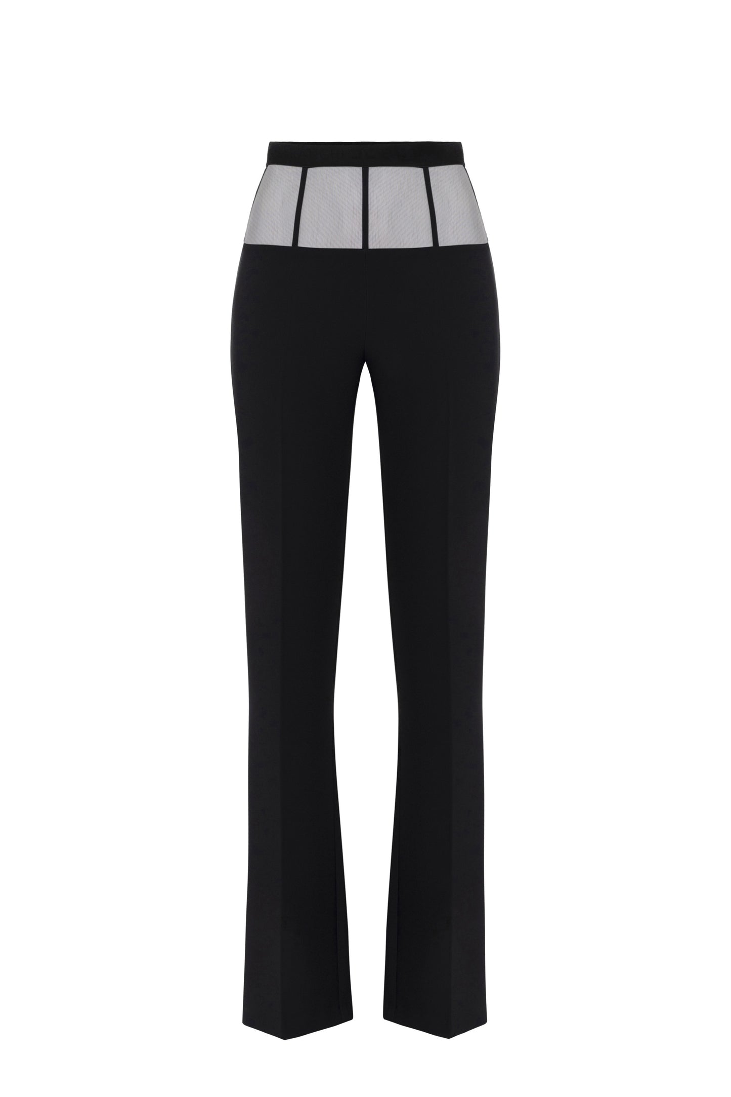 Crêpe trousers with tulle peplum