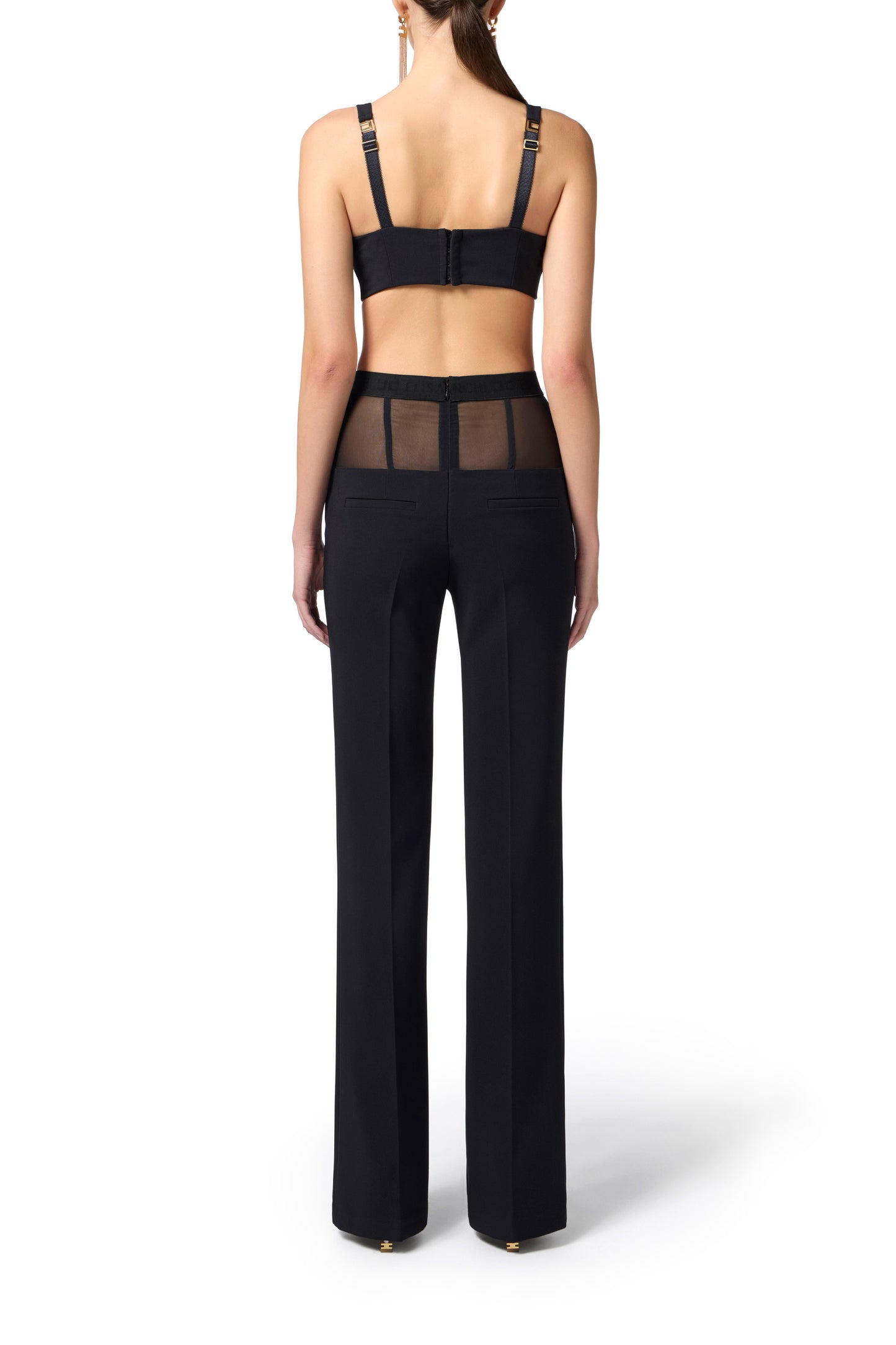 Crêpe trousers with tulle peplum