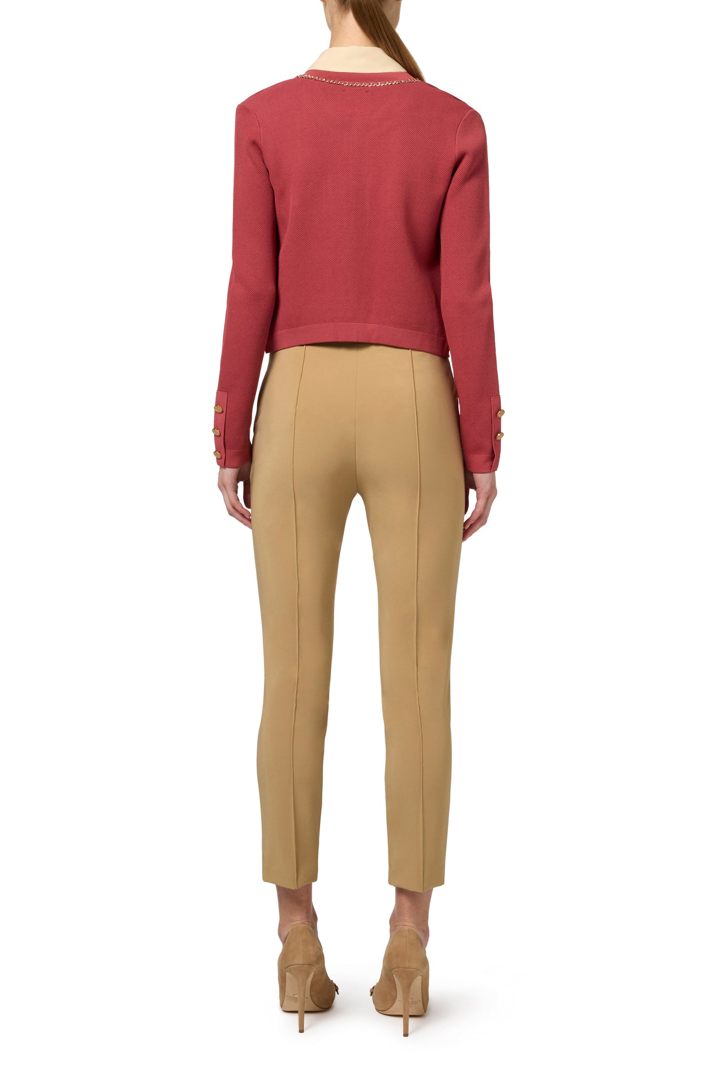 Straight trousers in technical fabric with horsebit