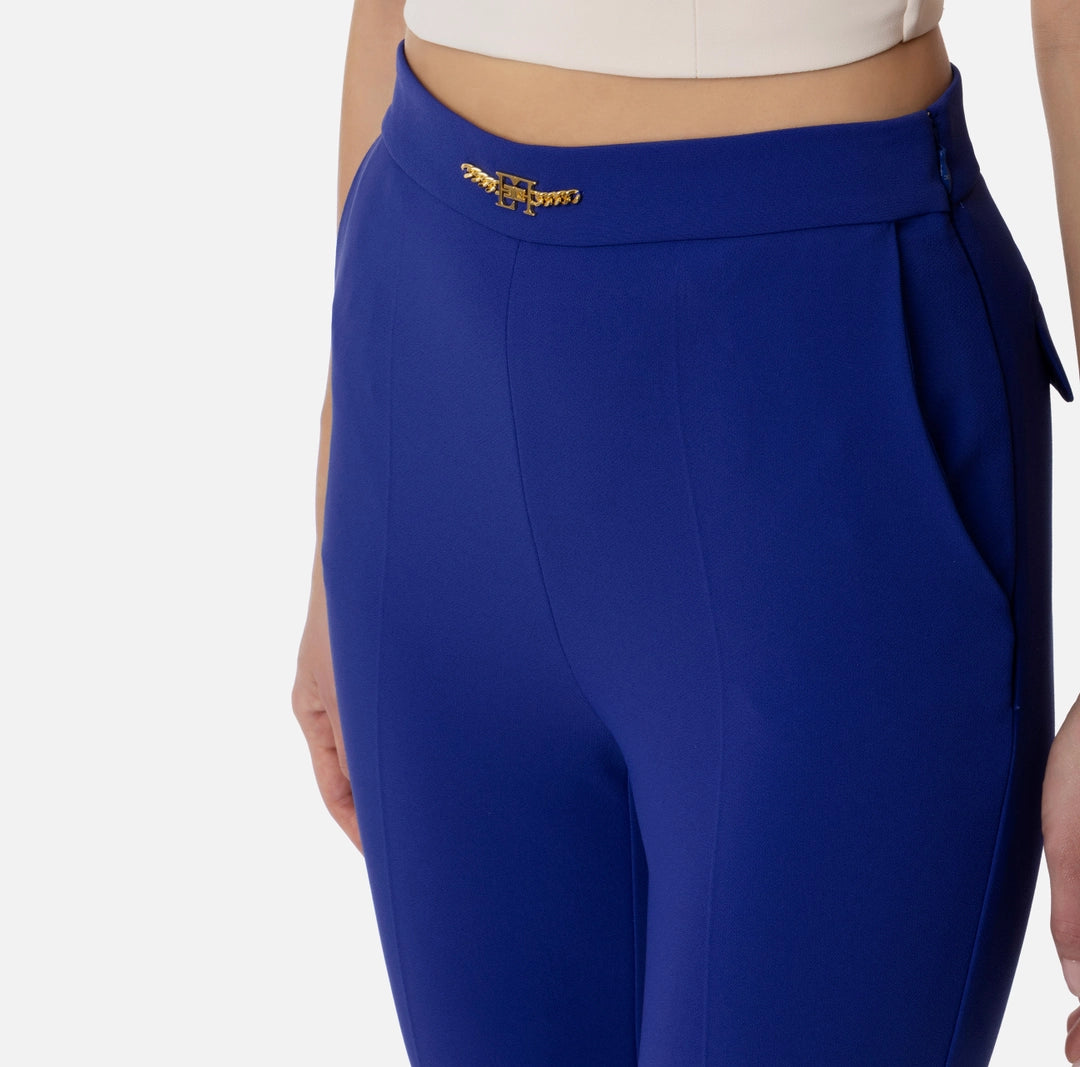 Straight trousers in stretch crêpe fabric with horsebit