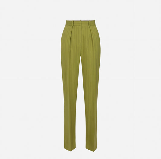 Cool wool pinstriped straight trousers