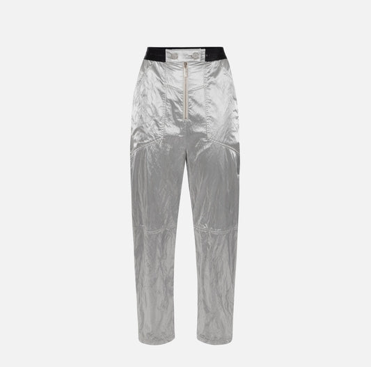 Metallic viscose boyfriend fit trousers