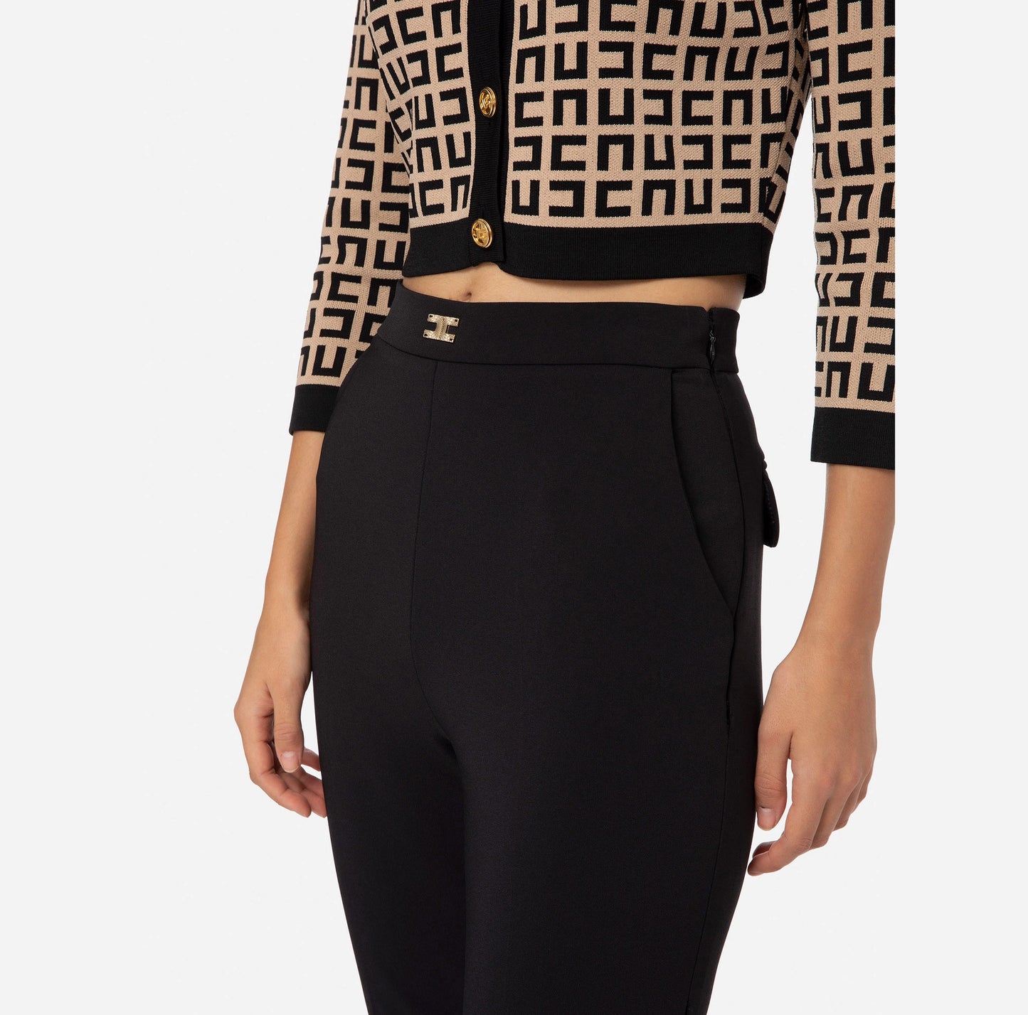 Trousers in double layer stretch crêpe