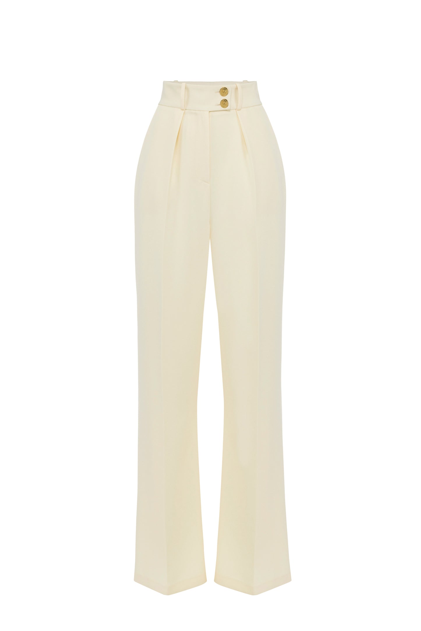 Flowing crêpe trousers with golden buttons
