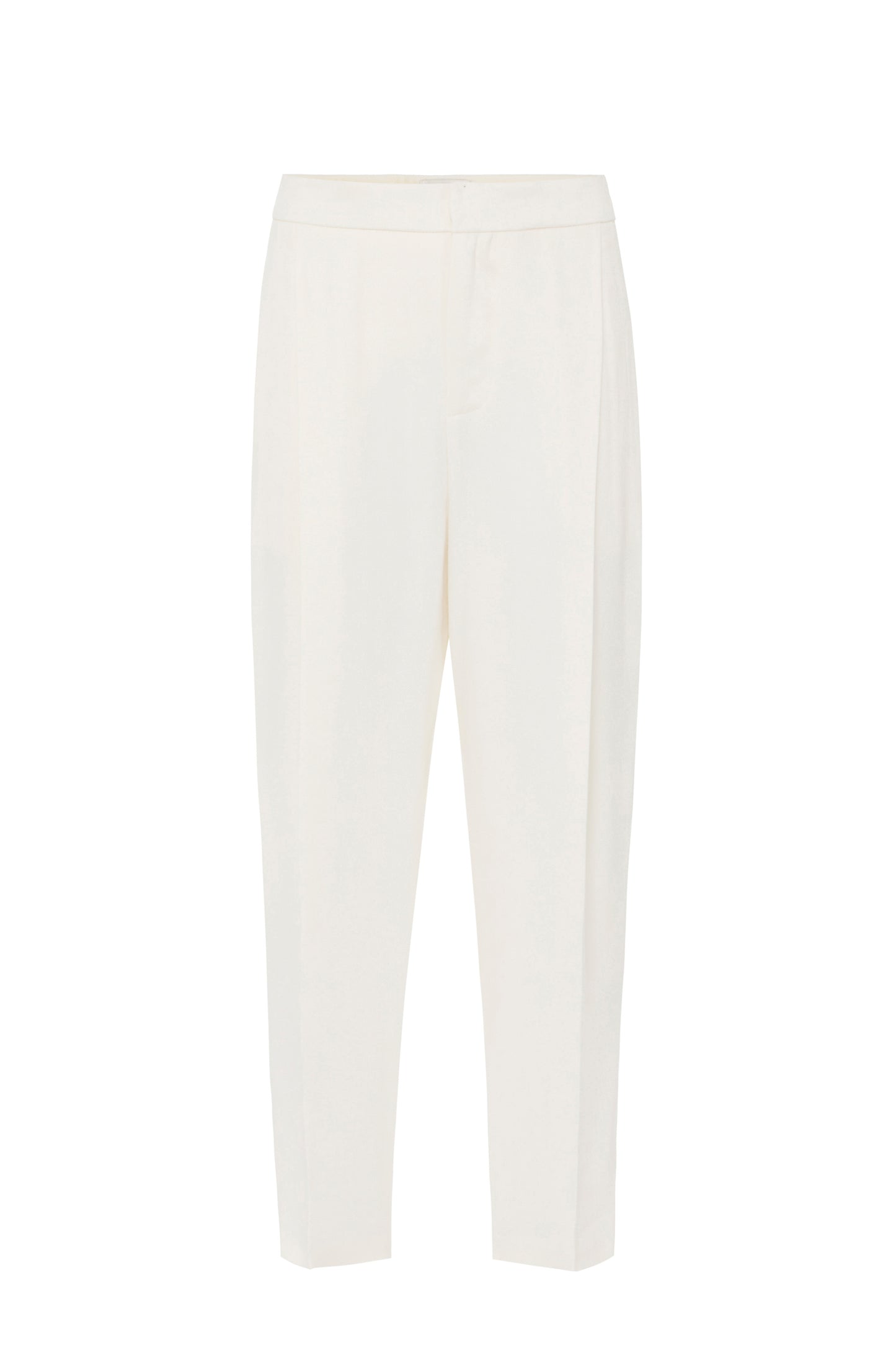 Linen-blend gabardine trousers with darts