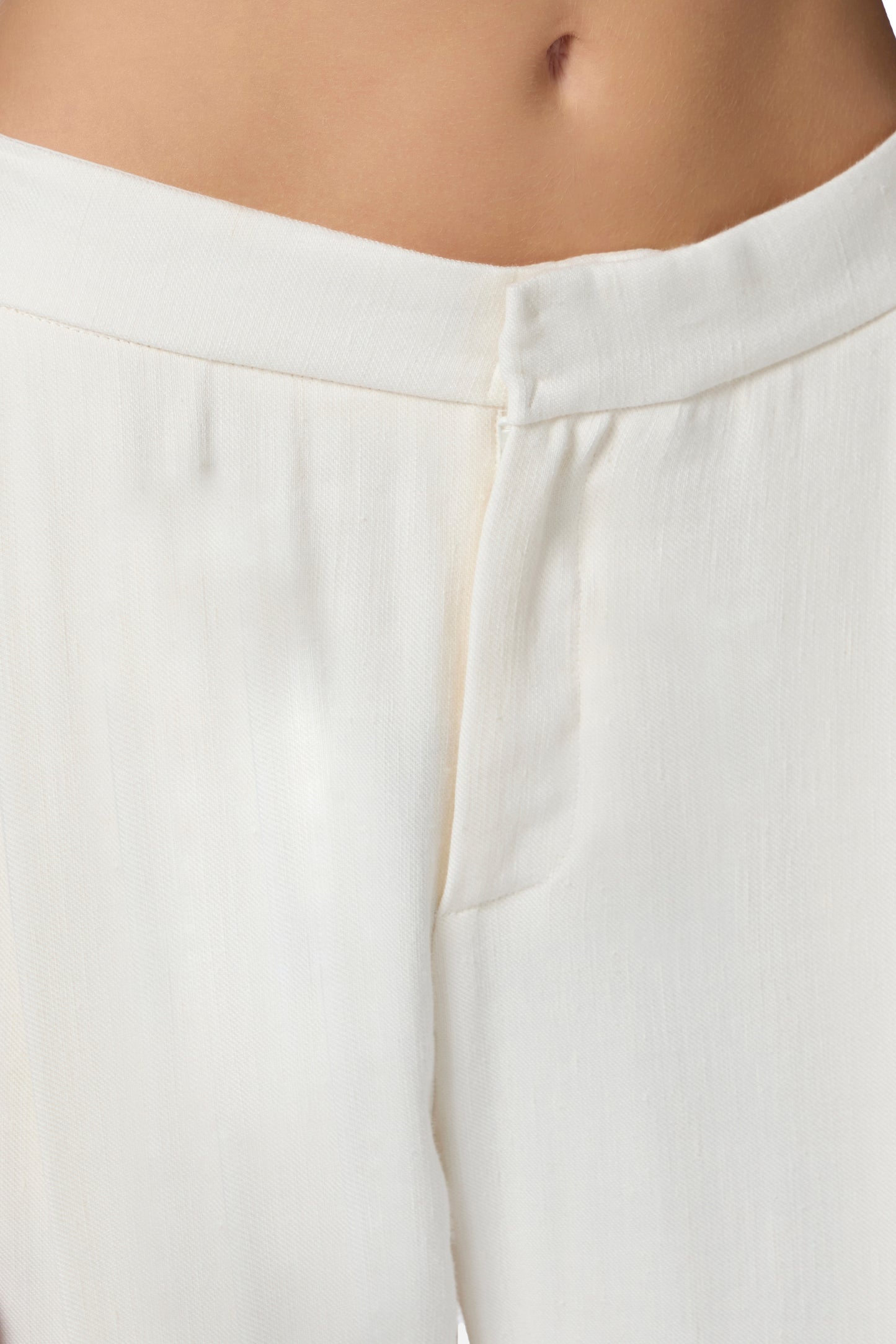 Linen-blend gabardine trousers with darts